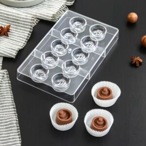 Форма для шоколада и конфет «Конфи», 10 ячеек, 20×12×2,5 см, ячейка 3×1,5 см
