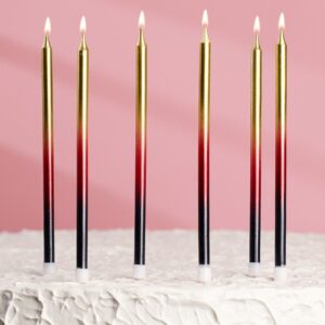 Свечи в торт «Ройс. Градиент», 6 шт, 13 см, чёрный, бордовый, золотой