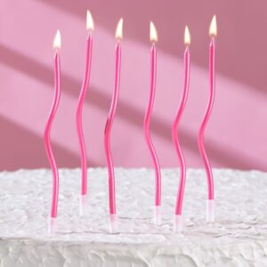 Свечи витые «Серпантин» 6 шт, 12 см, розовый блик