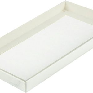 Коробка для шоколадной плитки с пластиковой крышкой 180*90*17 мм (белая)