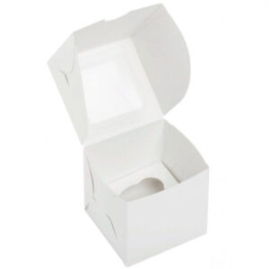 Коробка для капкейков 1 шт с окошком 100*100*100 мм (белая)