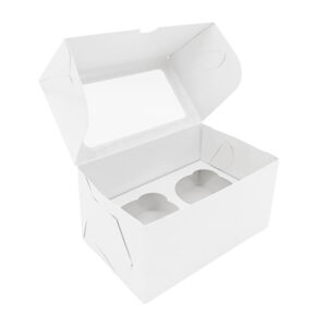 Коробка для капкейков 2 шт с окошком 160*100*100 мм  (белый)