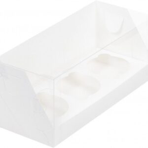 Коробка для капкейков 3 шт ПРЕМИУМ 240*100*100 мм (белый)