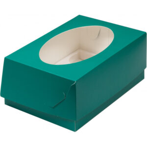 Коробка для капкейков 6 шт с окошком 235*160*100 мм (зеленый матовый)