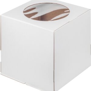 Коробка для торта с окном гофрокартон 260*260*280 (белая)