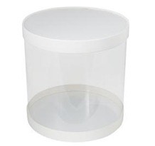 Коробка для торта тубус прозрачная диам.240мм выс.240мм (белая)
