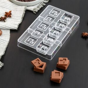 Форма для шоколада и конфет «В квадрате», 10 ячеек, 20×12×2,5 см, ячейка 3×3 см